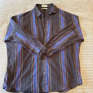Urban Outfitters Black and Blue Striped Shirt